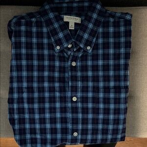 Sonoma Navy and Light Blue Plaid Button-Down Shirt